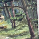 Peinture à huile balade en forêt Bailly