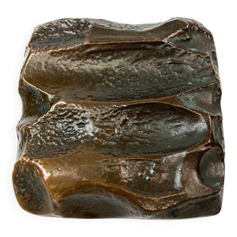 Poignée de porte d'entrée en bronze massif, style brutaliste, style Mid-Century, années 1960