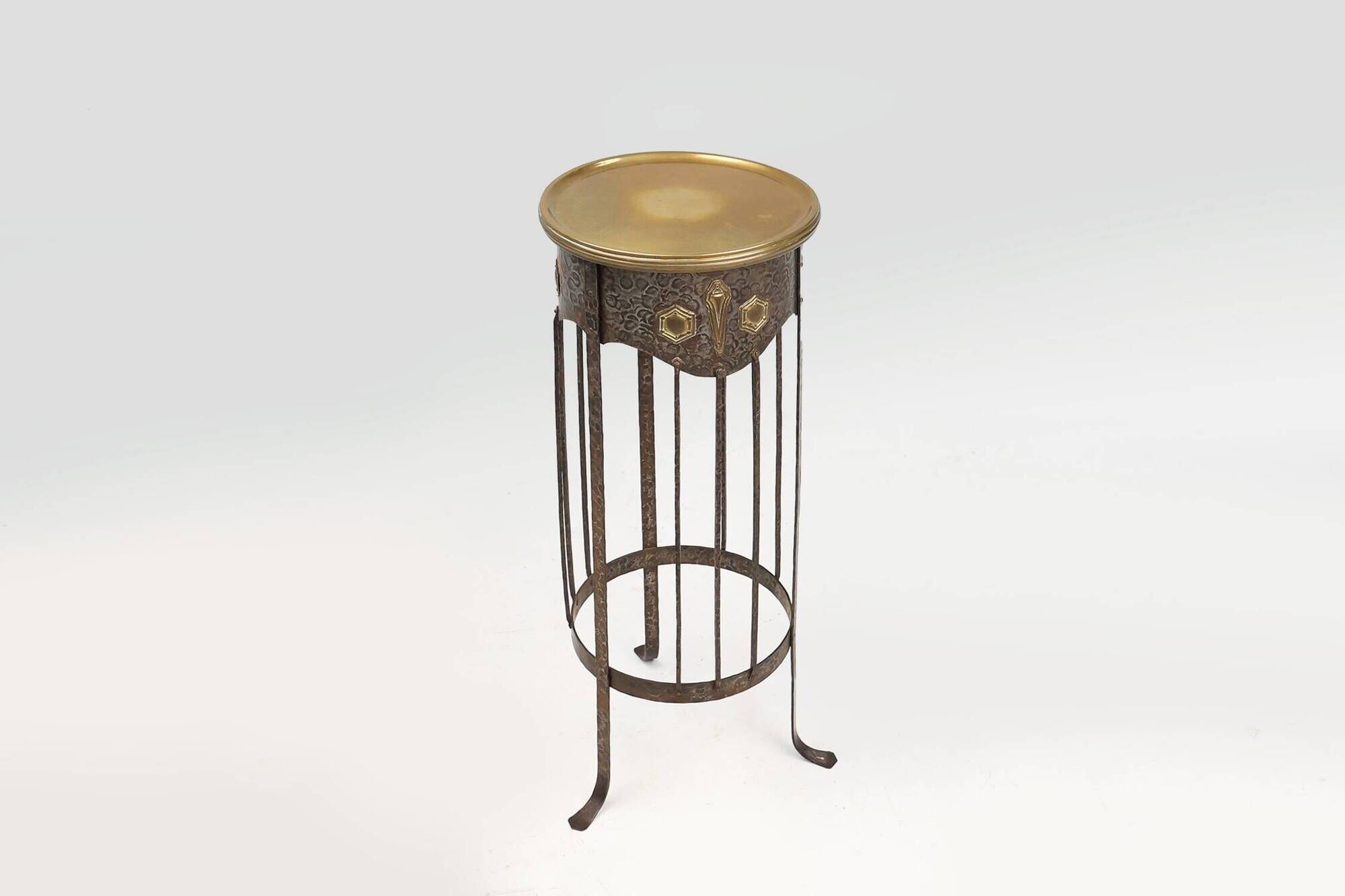 Art Nouveau wrought iron and brass high console Wiener Secession style