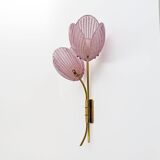 Pair of Tulips Murano Glass and Brass Sconces