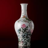 Vase d'appréciation en porcelaine Rose de Style dynastie Qing, Motif d'oiseau et de fleur, artisanat classique