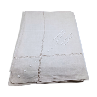 Embroidered linen drape