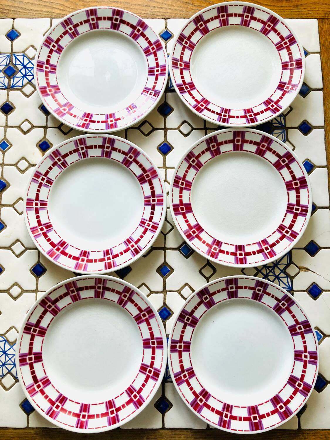 X6 Stuart Moulins des loups France flat plates - vintage-retro-kitchen