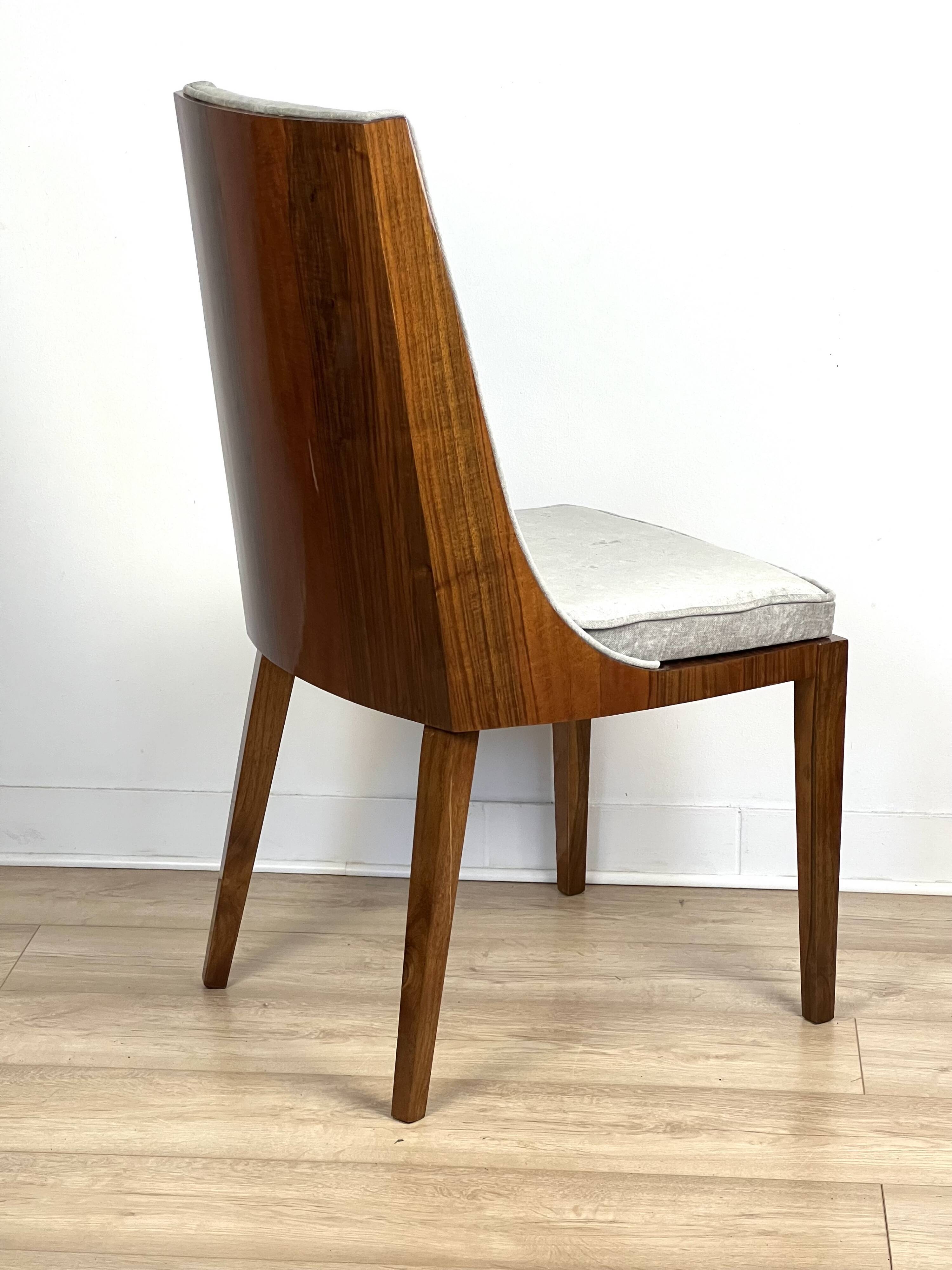 American Art Deco style chair, in solid walnut wood
