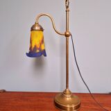 Art Deco brass and glass desk lamp signed "Frères Muller", 1920s