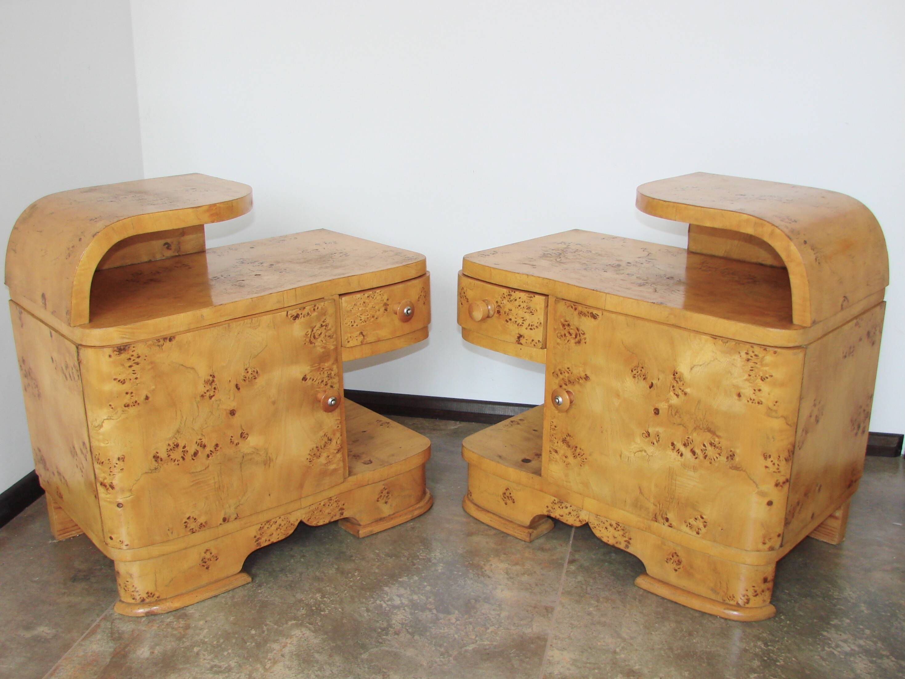 A set of Art Deco bedside tables from the 1940s.