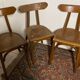 Set of 5 old wooden bistro chairs vintage "banana" folders