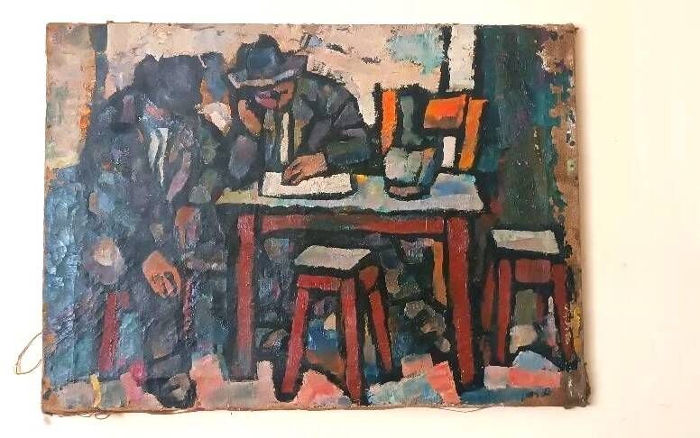 Oil on canvas by Ferruccio Ferri - 1930s - "Sleeping Men" from the Syracus period