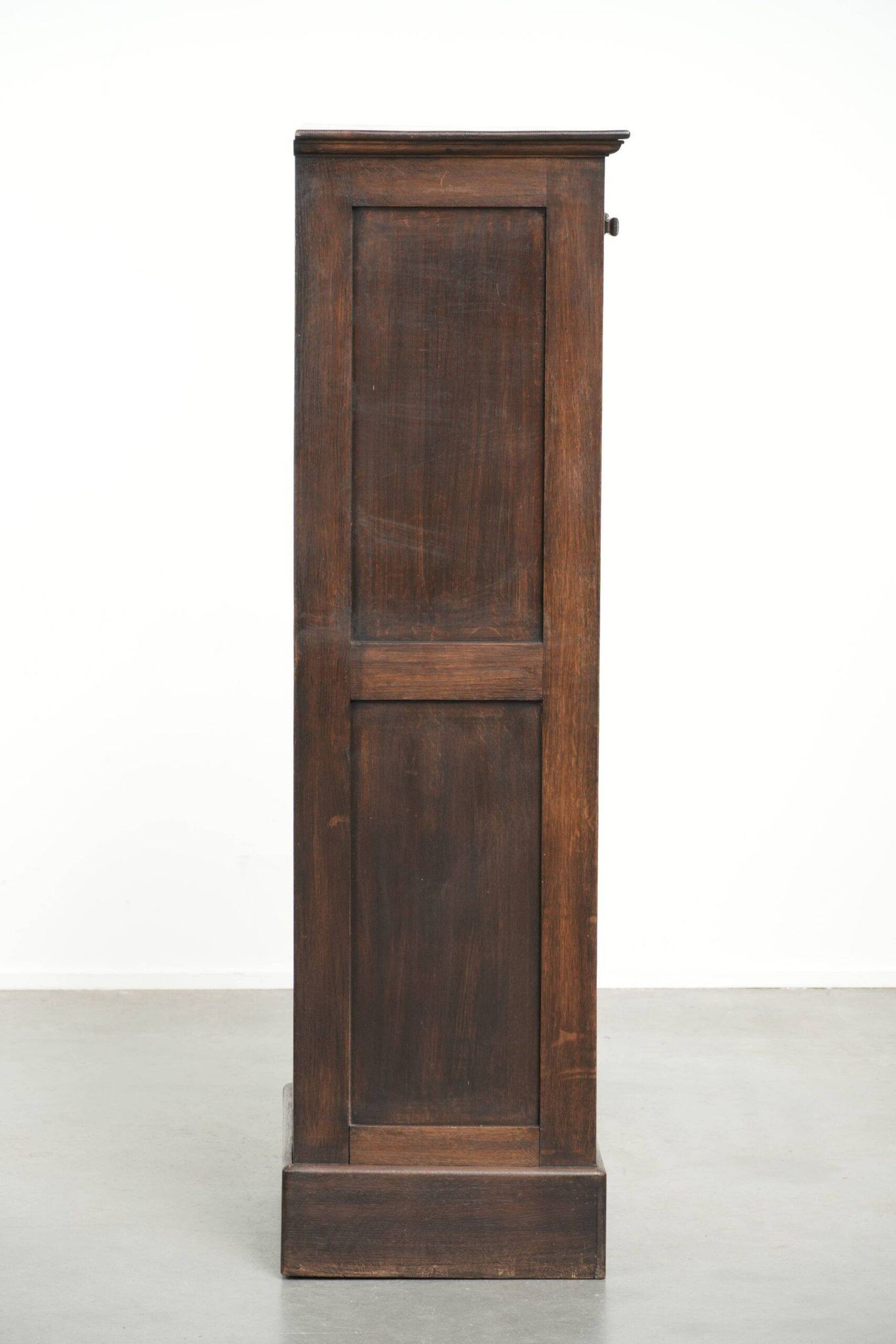 English antique archive cabinet with oak roll-up door from the 20th century