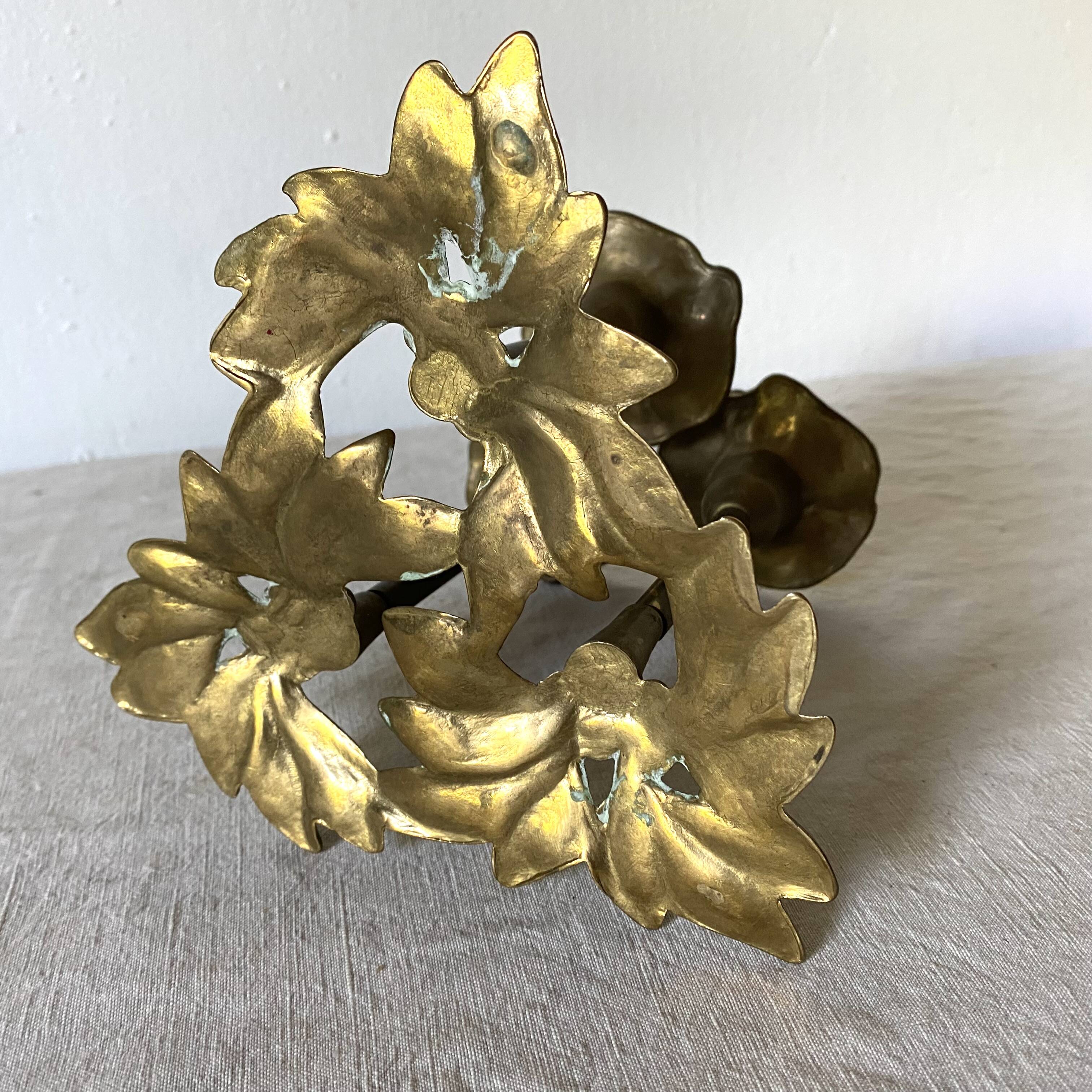 Floral Brass Candle Holder
