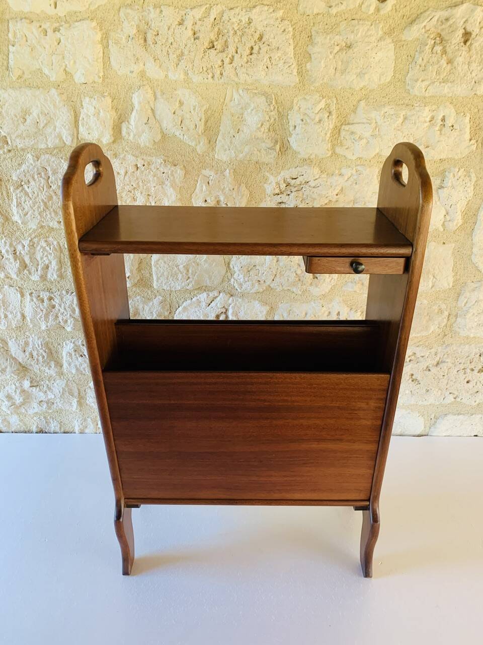 Vintage side table with magazine rack, 1960s