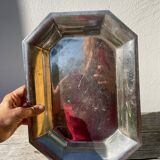 Octagonal silver-plated metal dish