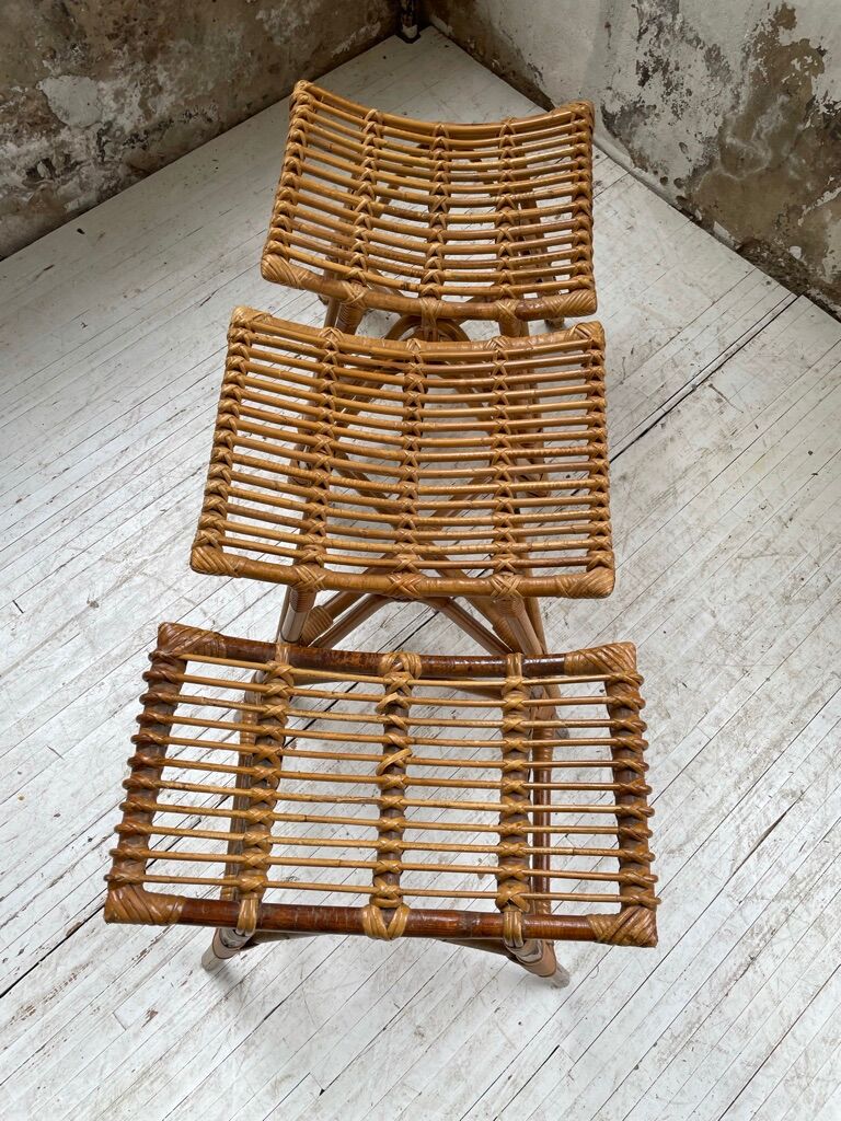 Set 3 rattan stools