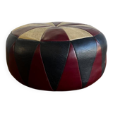 Vintage patchwork pouf in red - ecru - black