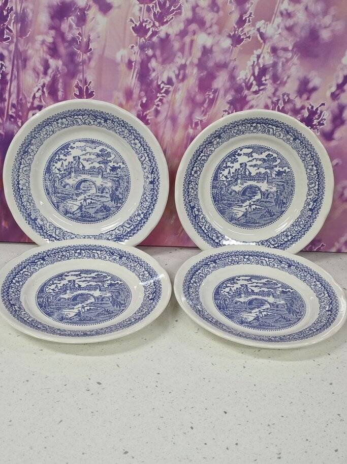 set of 4 flat plates ironstone