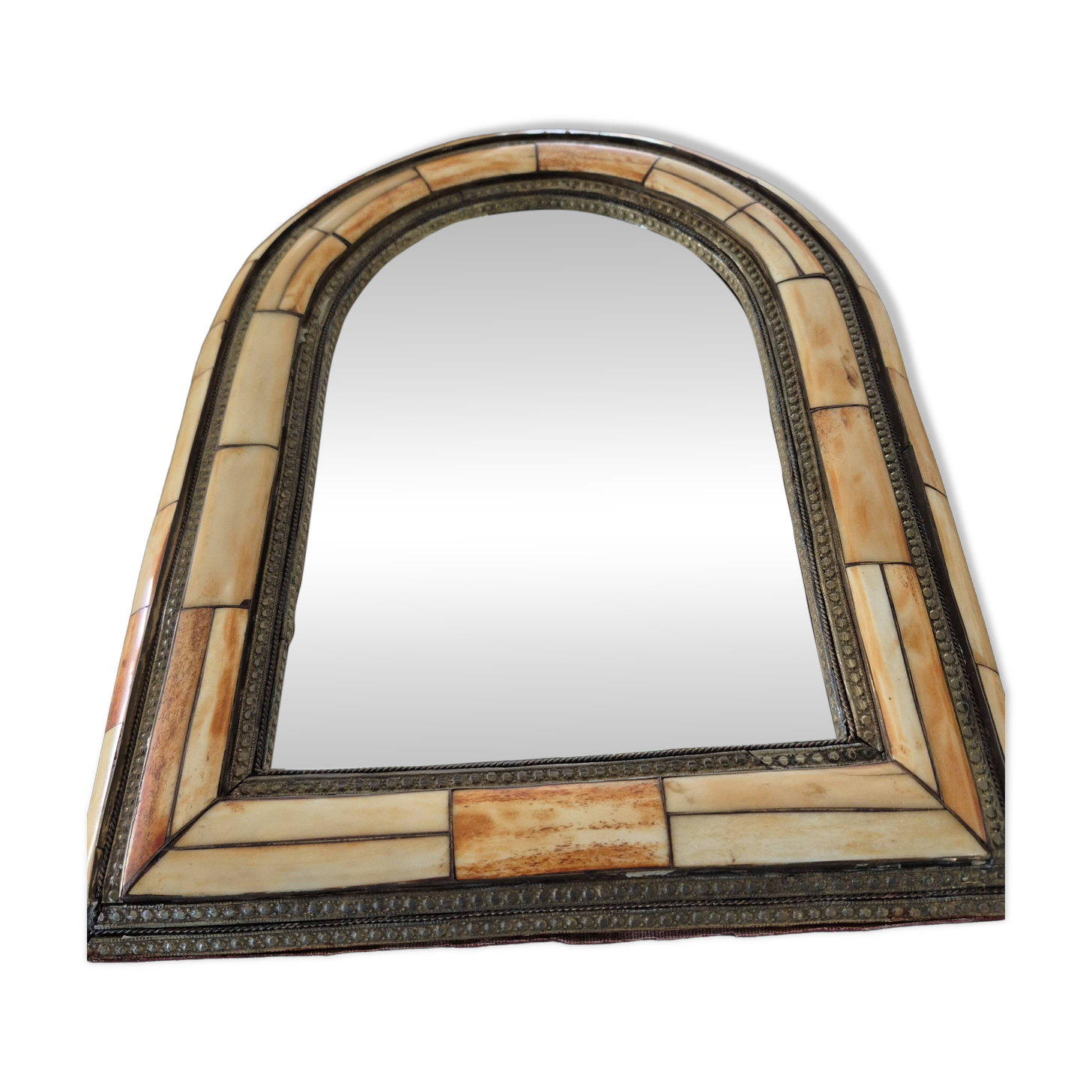 Ancient oriental brass mirror – arch shape