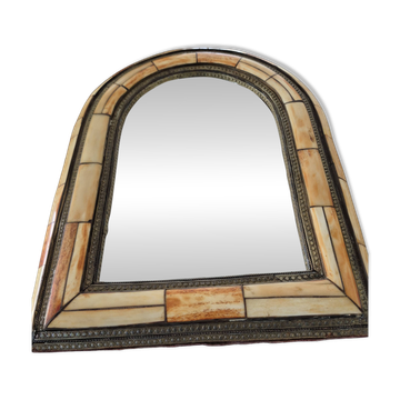 Ancient oriental brass mirror – arch shape