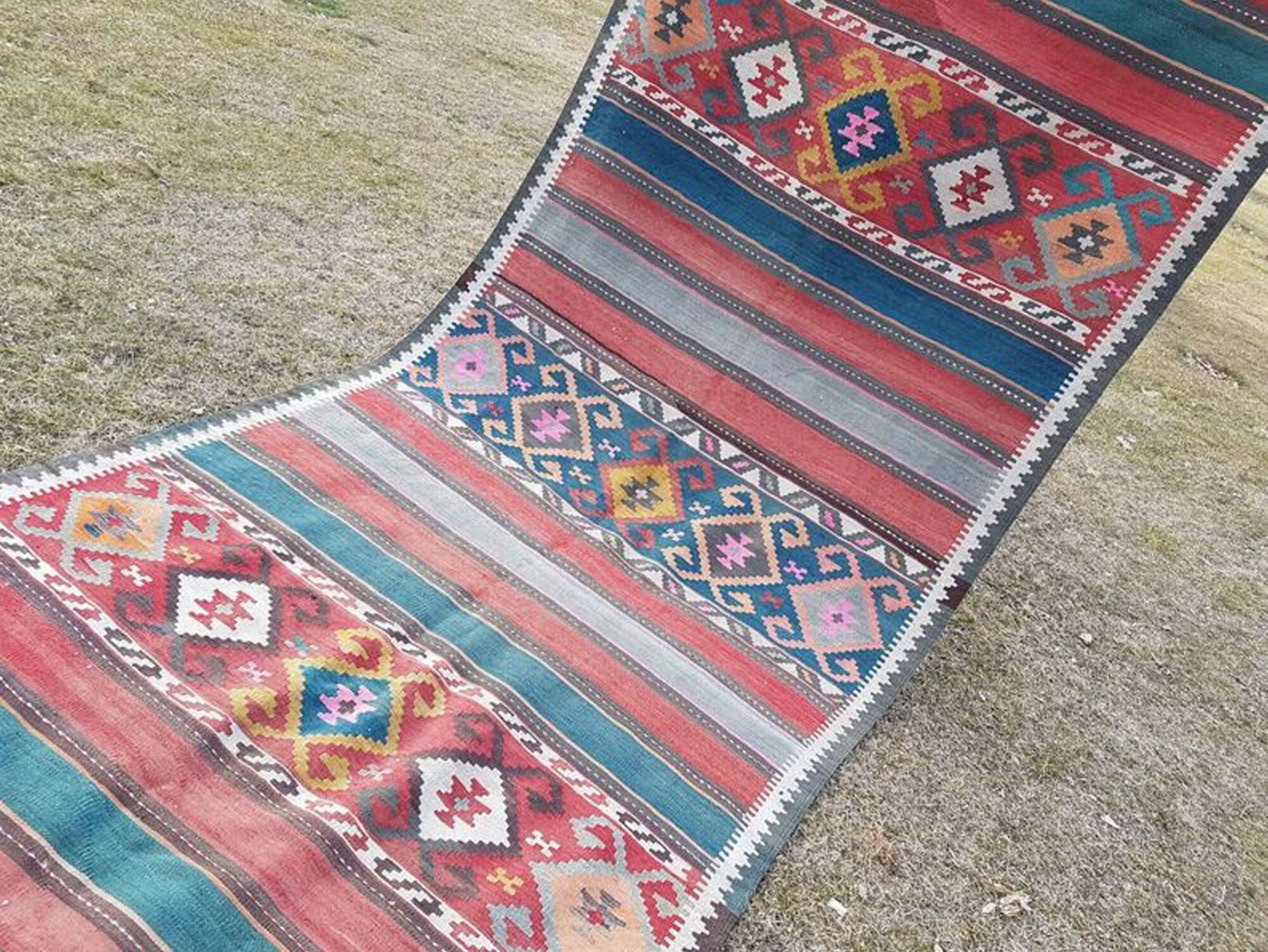 Vintage Turkish hallway rug 154x347 cm