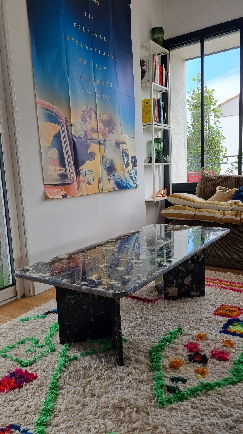 Vintage black terrazzo coffee table