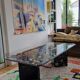 Vintage black terrazzo coffee table