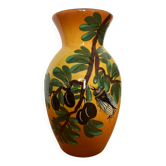 Vase faïence Tess Vallauris, décor oliviers et cigale