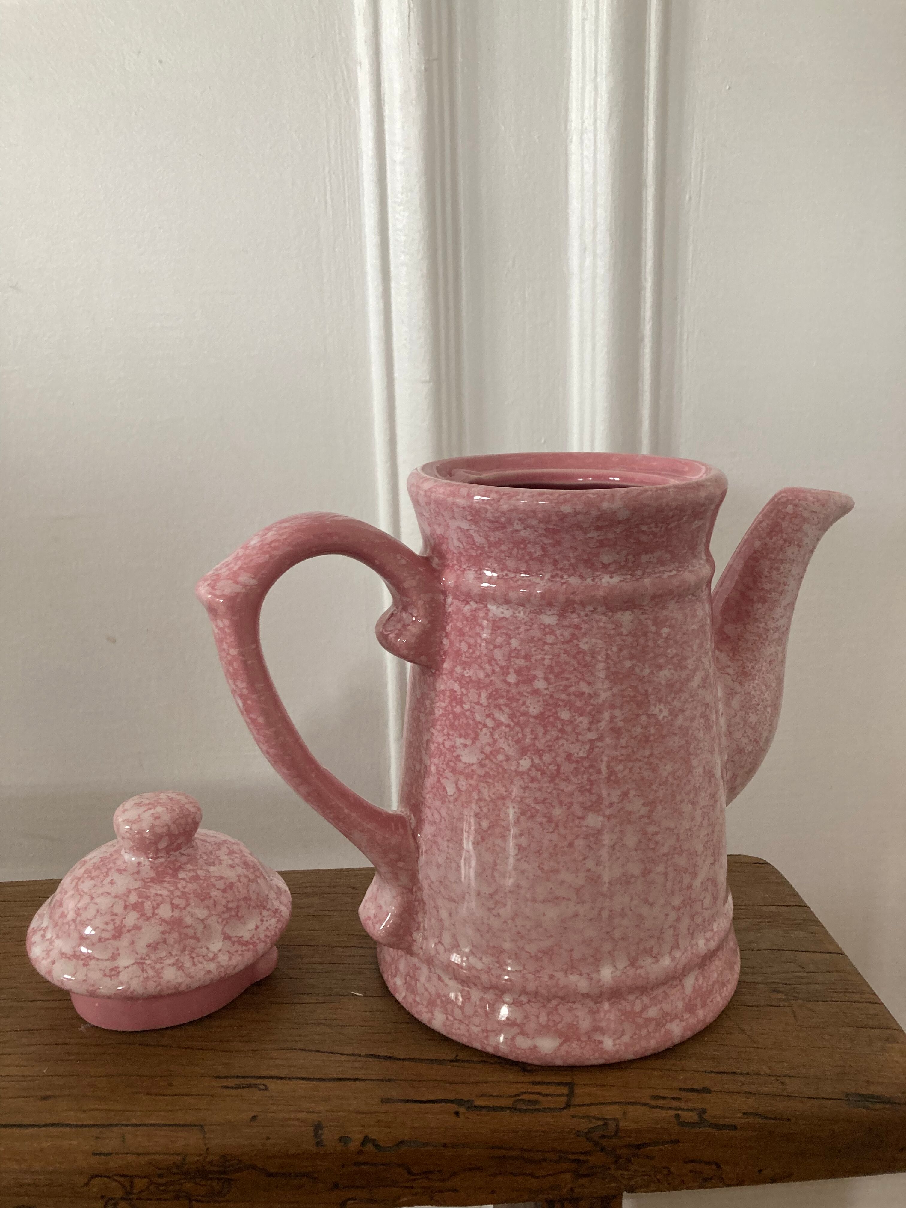 Pink speckled teapot