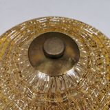 Vintage ceiling lamp in brass and golden/champagne crystal glass 1960s