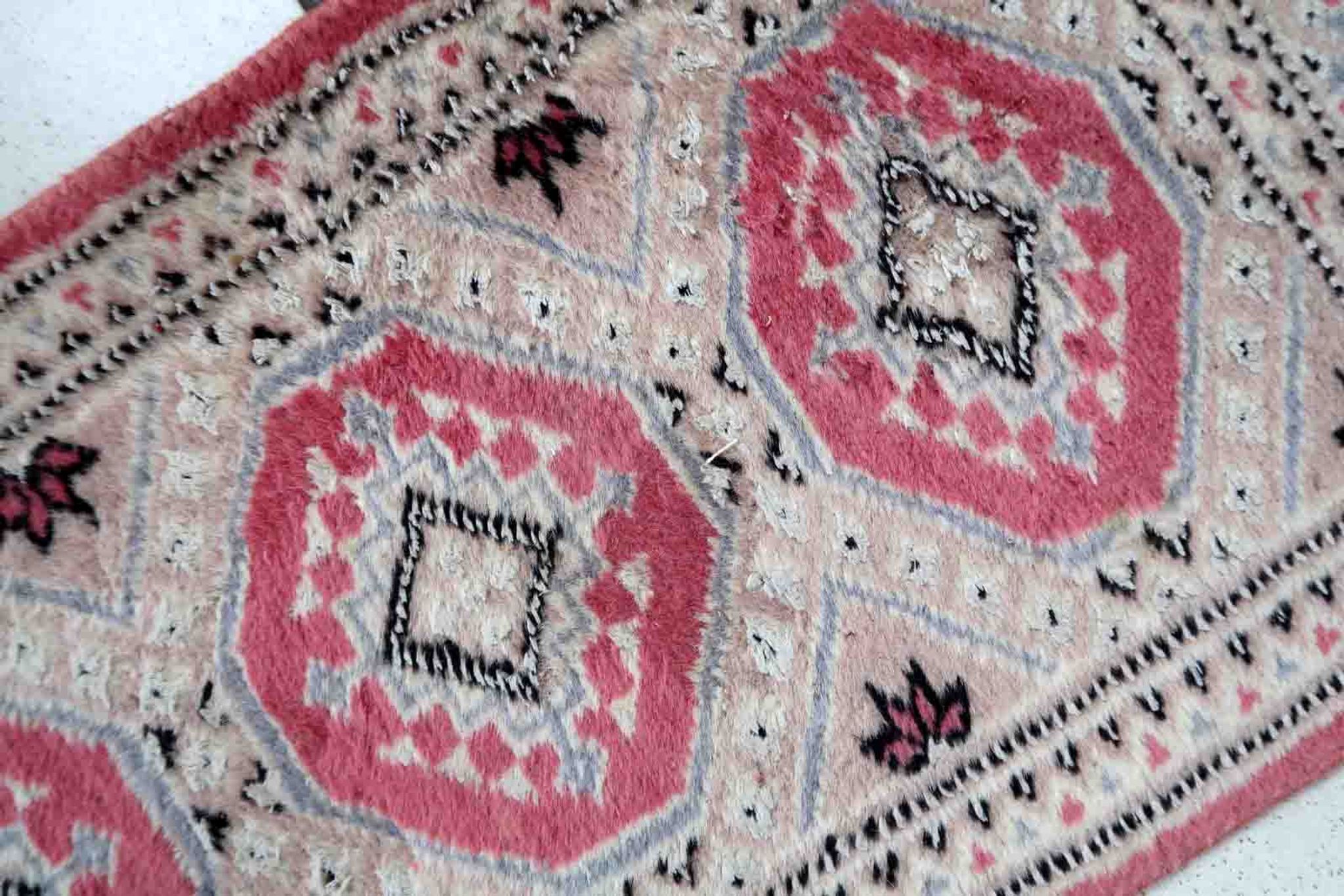 Vintage carpet Uzbek Bukhara handmade 32cm x 97cm 1970s