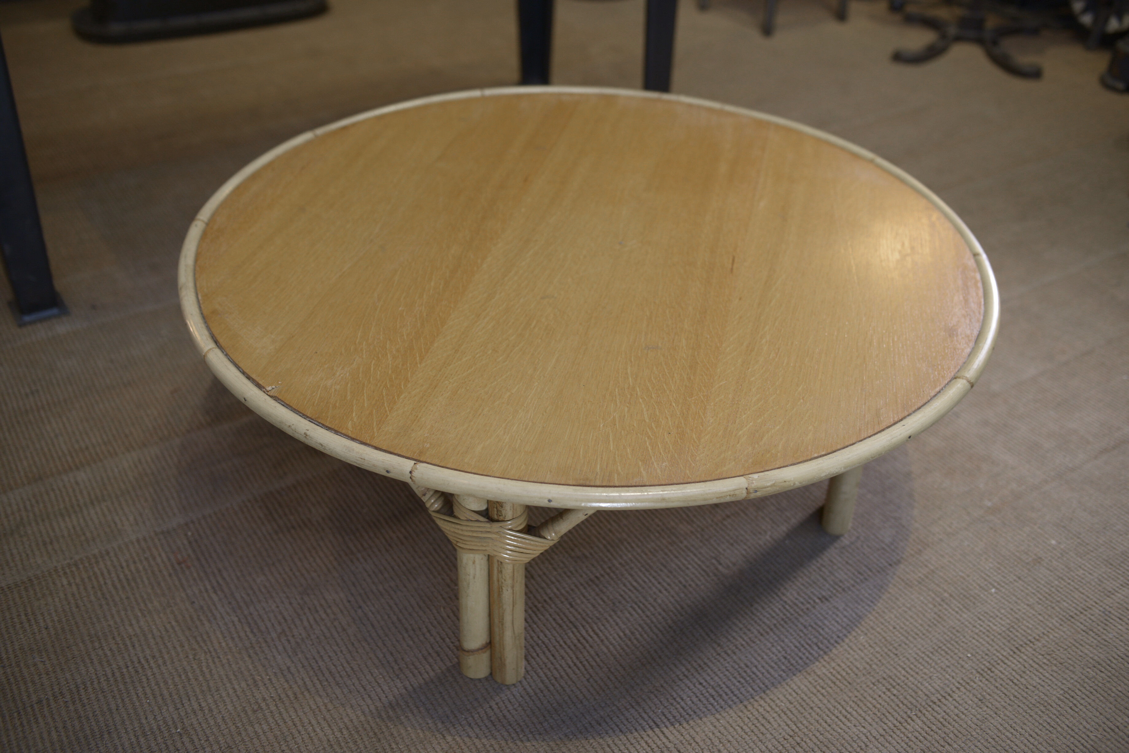 Round rattan coffee table 1960