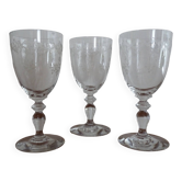 3 old Saint Louis crystal water glasses with LOUISE engraving - 16 cm