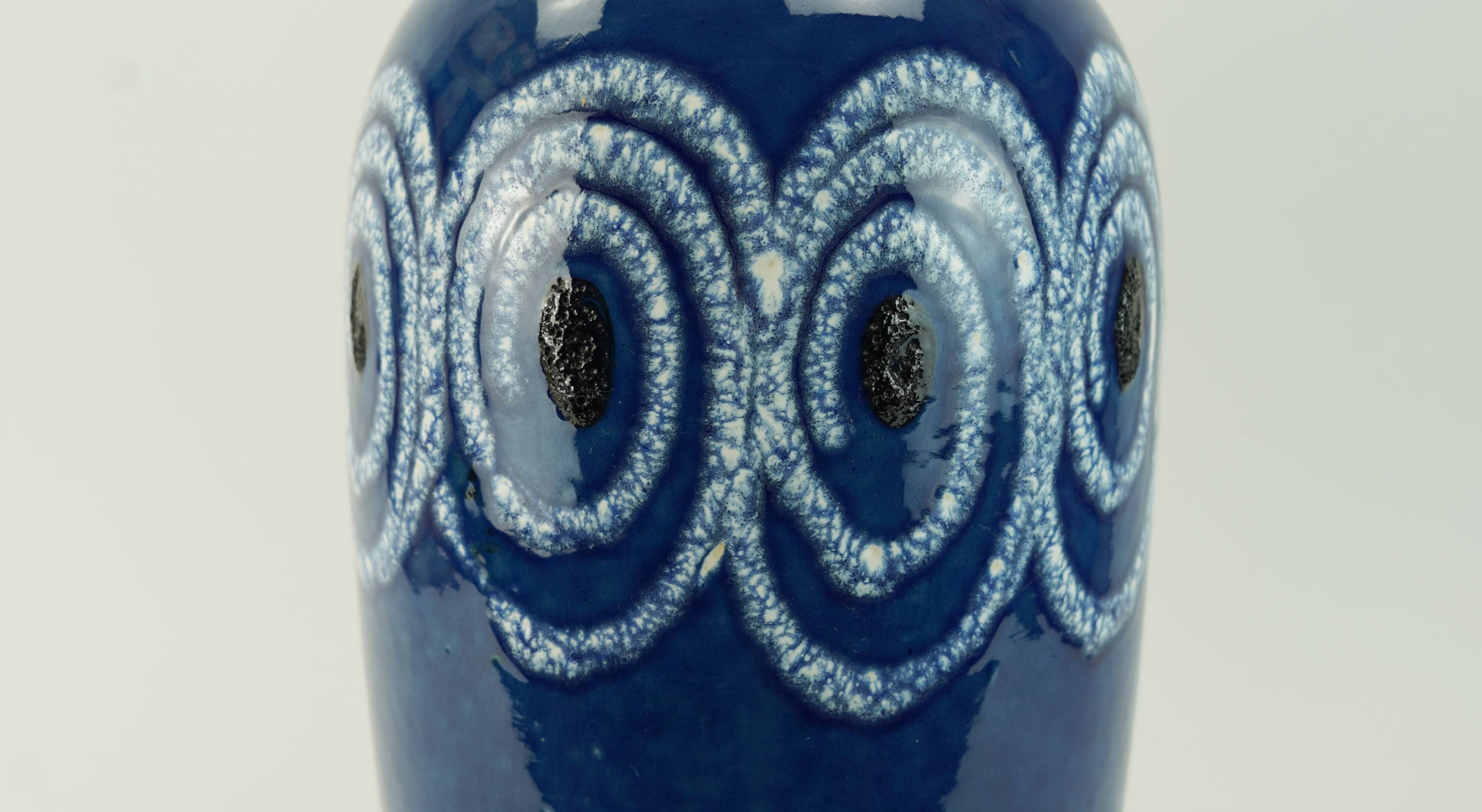 scheurich floor VASE blue with white swirl pattern fat lava model no.546-41