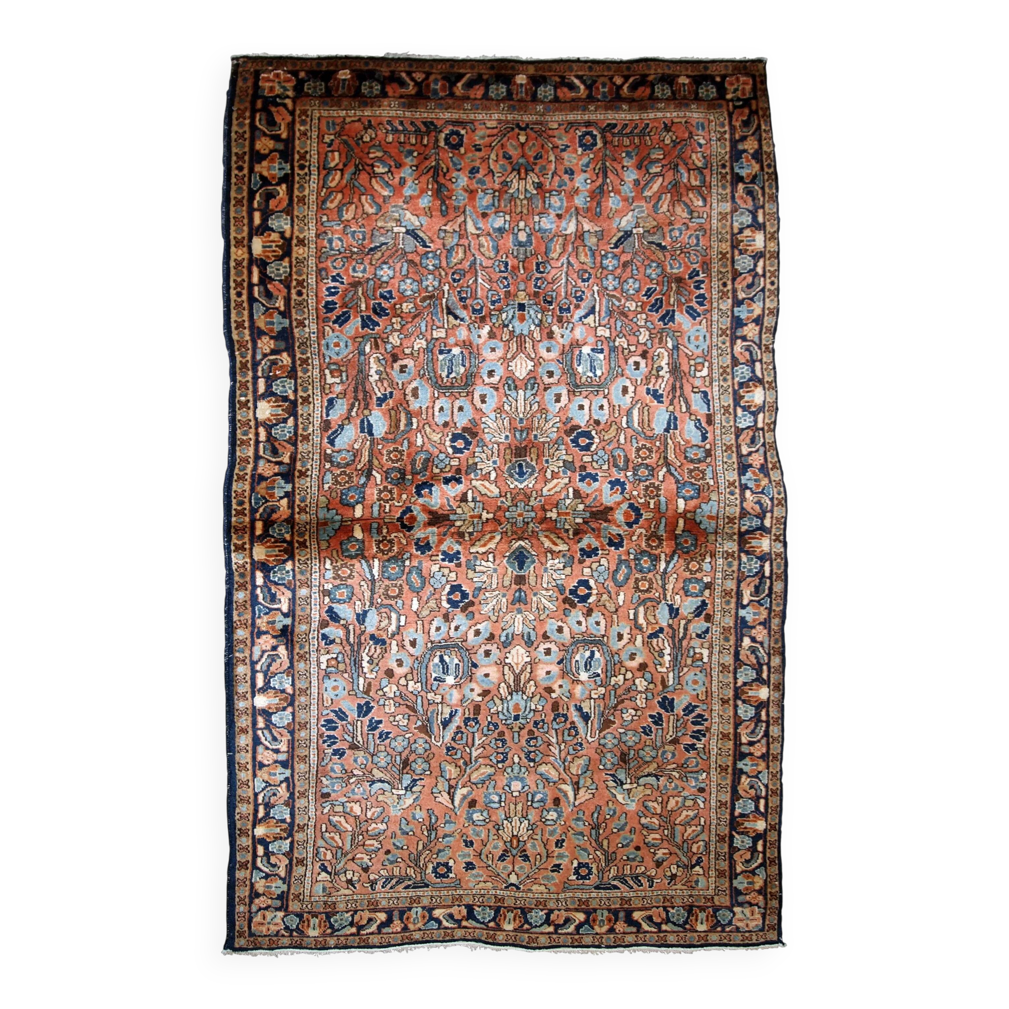 Handmade antique Persian Sarouk rug 103cm x 164cm 1920s