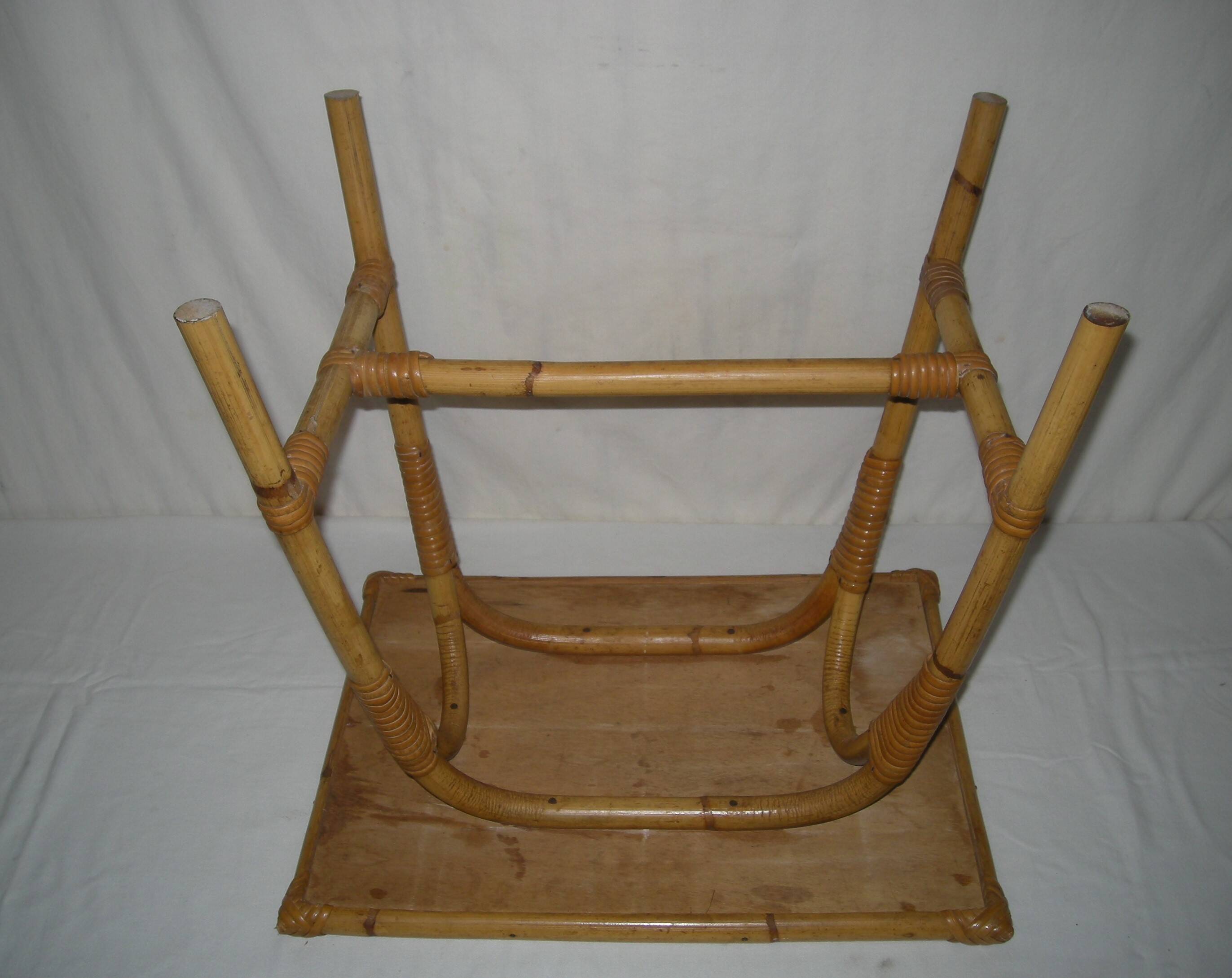 Bamboo-rattan coffee table from the 50s