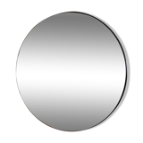 Miroir rond diamètre 90 cm monté sur panneau MDF, entourage teinté noir