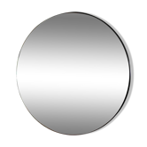Miroir rond diamètre 90 cm monté sur panneau MDF, entourage teinté noir