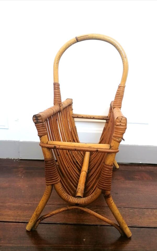 Rattan magazine rack 1960