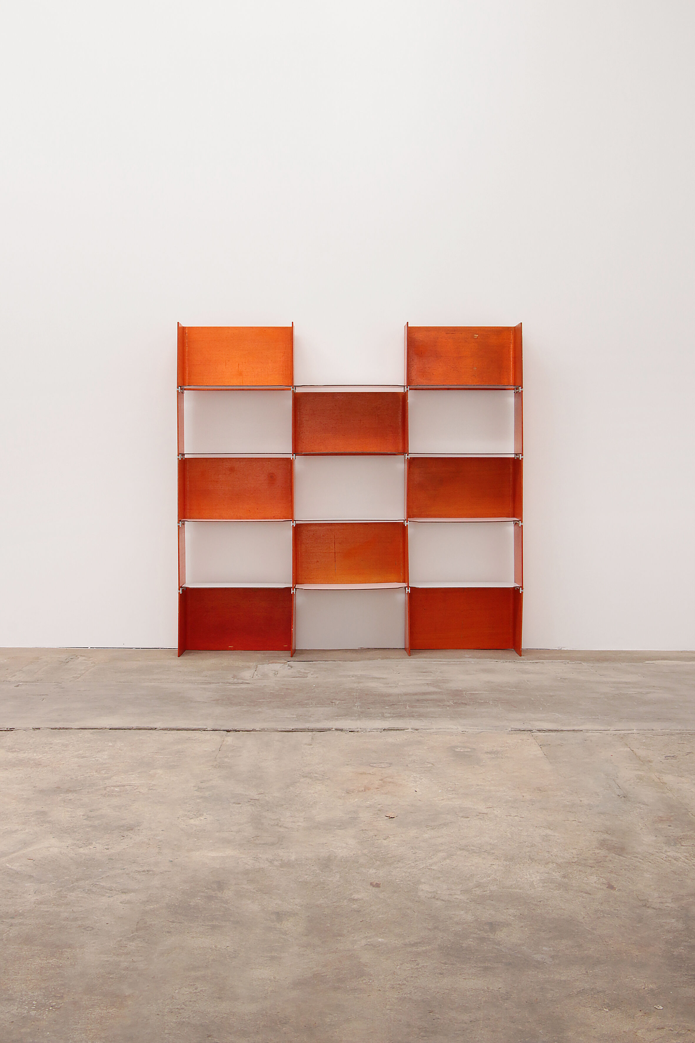 Modular French wall furniture orange made in the 60s.
