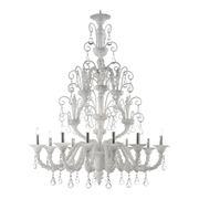 Imperial Venetian Modern White "Ca' Rezzonico" With Curls Murano Glass Chan