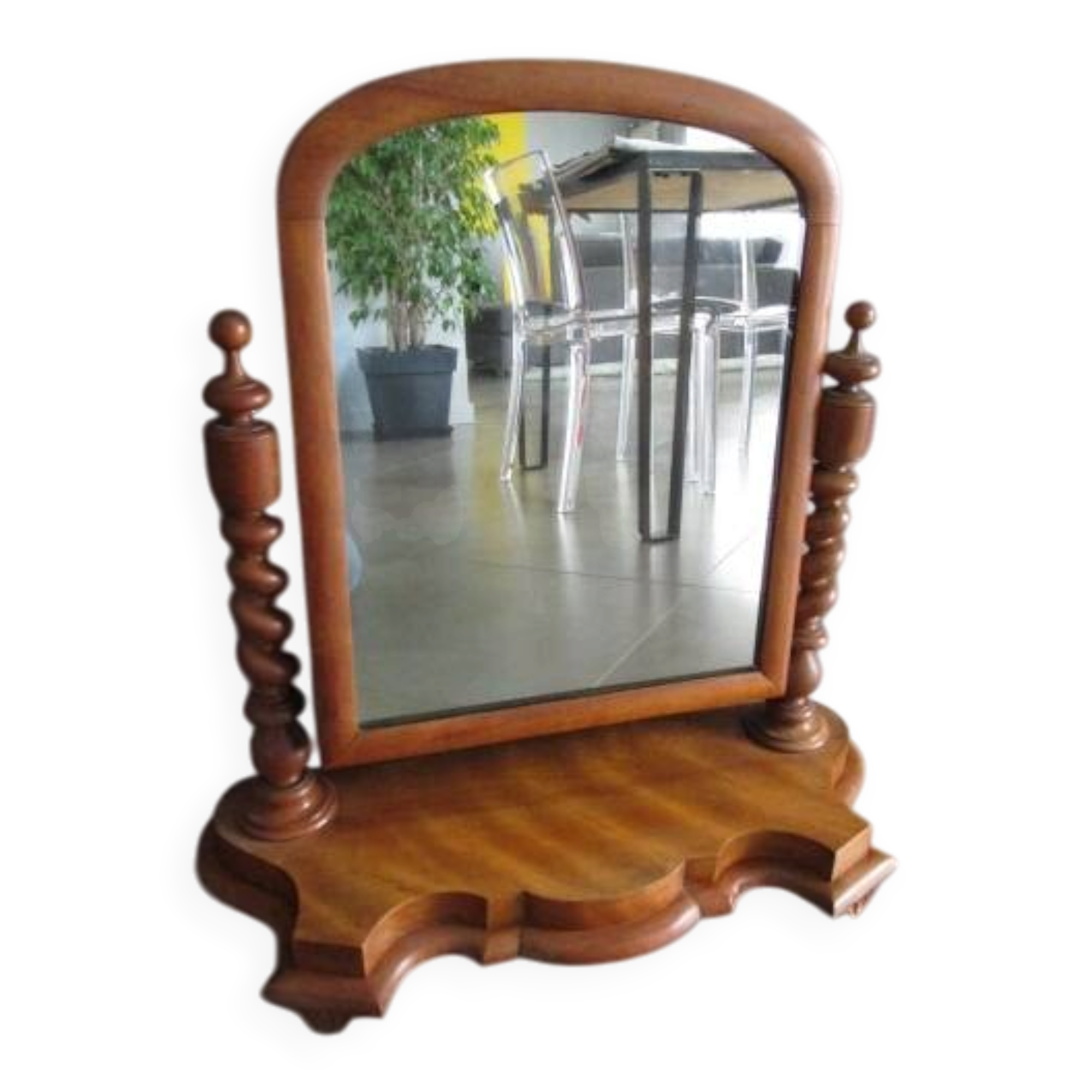 Antique tilting tabletop mirror
