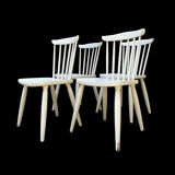 Series of 4 vintage solid wood chairs Scandinavian style