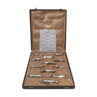 12 knife holders by Edouard Sandoz for the Goldsmith Gallia-Christofle