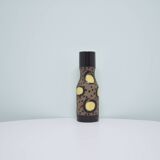 Vase étroit vintage à pois marron et jaune strehla