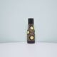 Vintage brown & yellow polka dot narrow vase strehla