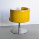 Vintage Italian Space Age Yellow Leather Accent Swivel Chair by Antonia Astori