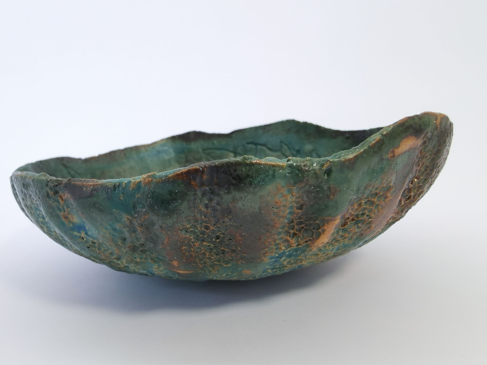 Coupe vide-poches en grès émaillé, signée, artisanat d'art, céramique