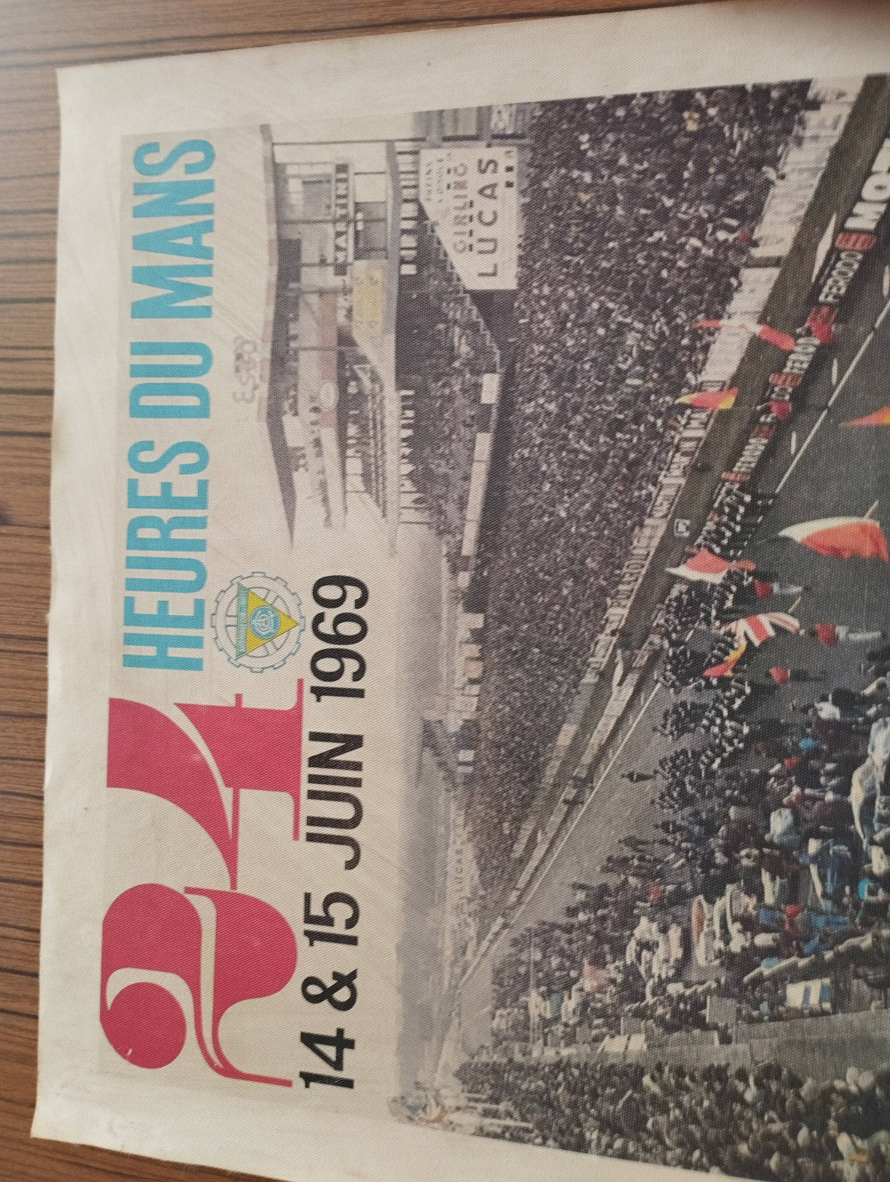 Rare old canvas poster of the 24h00 of Le Mans 1969 authentic edition le mans