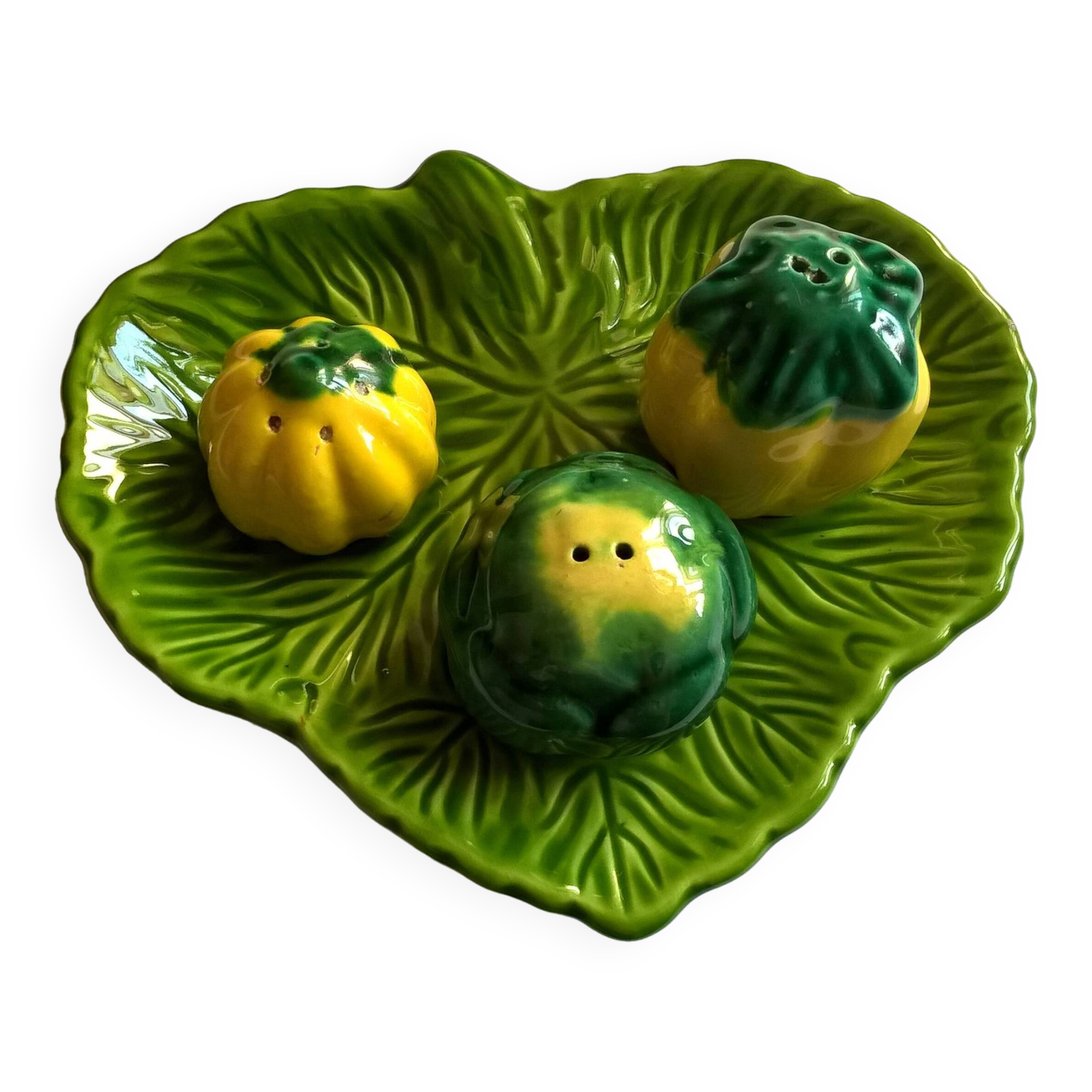 Vintage ceramic service autumn salt pepper spices cabbage squash 1950s 60s