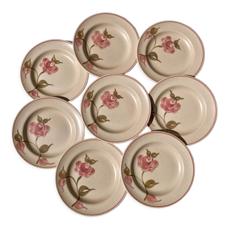 Assiettes à dessert Gien rose