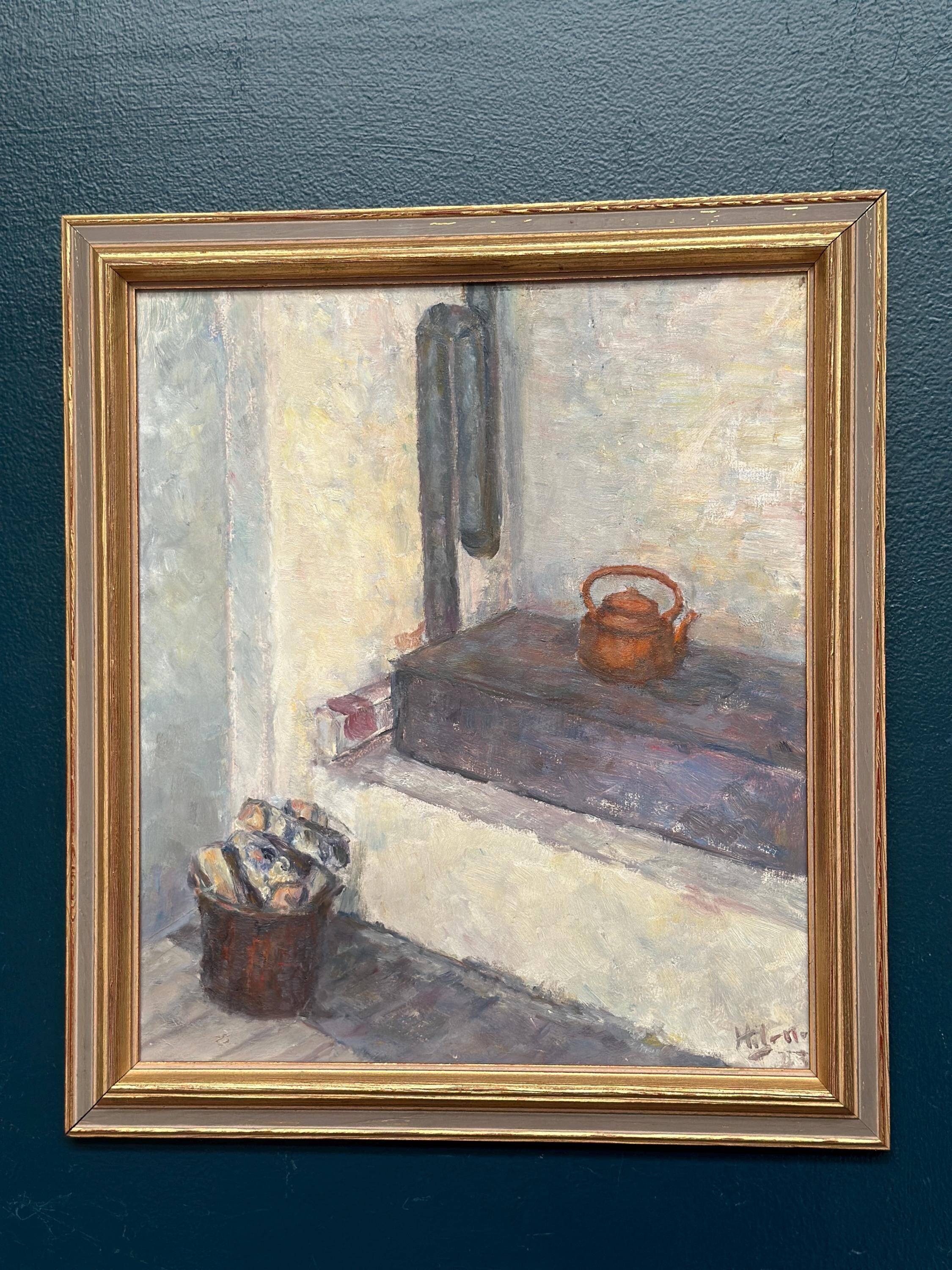Original Swedish Oil on Panel – “Oven in the Studio” by Hanne Jönsson