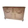 Sideboard 2 doors and 2 drawers with floral decorations, white patinated furniture